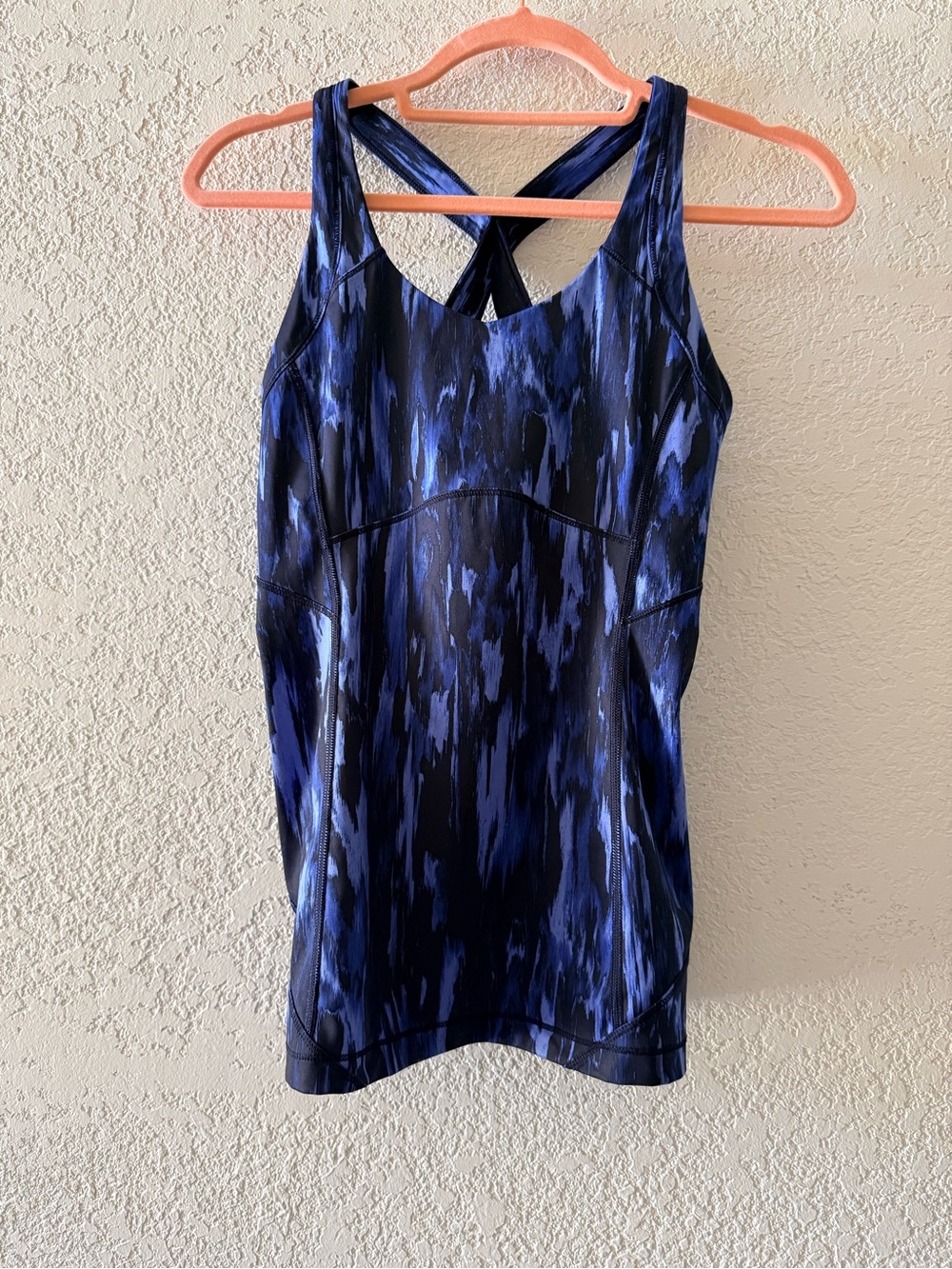 LULULEMON Kanto Catch Me Abstract Blue Black Athletic Tank Top Women’s Size 6